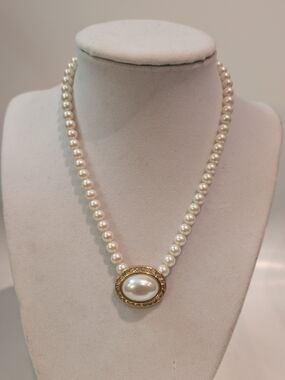 Vintage Vendome Faux Pearl Rhinestone Necklace
